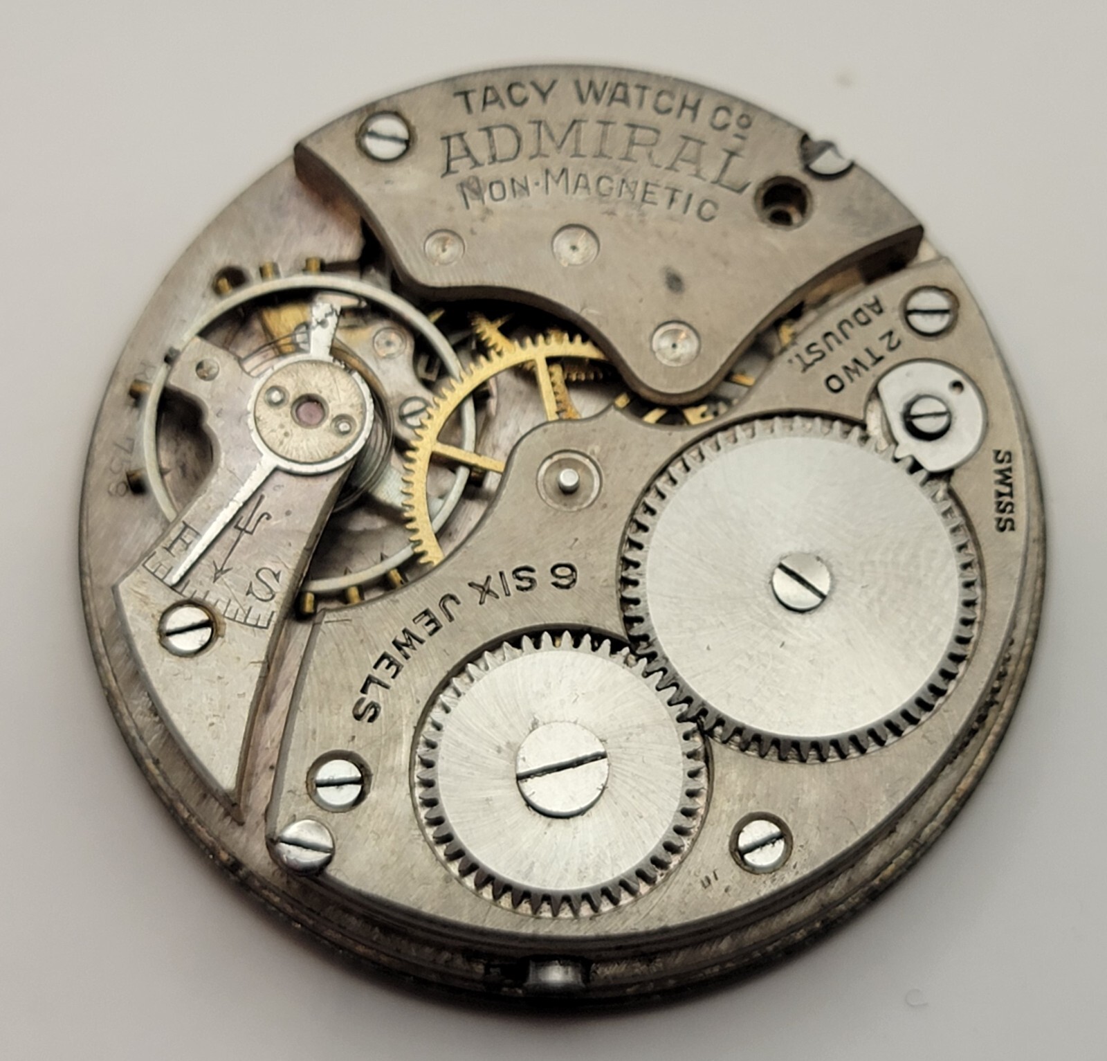 Vintage Admiral Tacy Watch Co. 6 Jewels 2 Adjustments Swiss Made watch movement