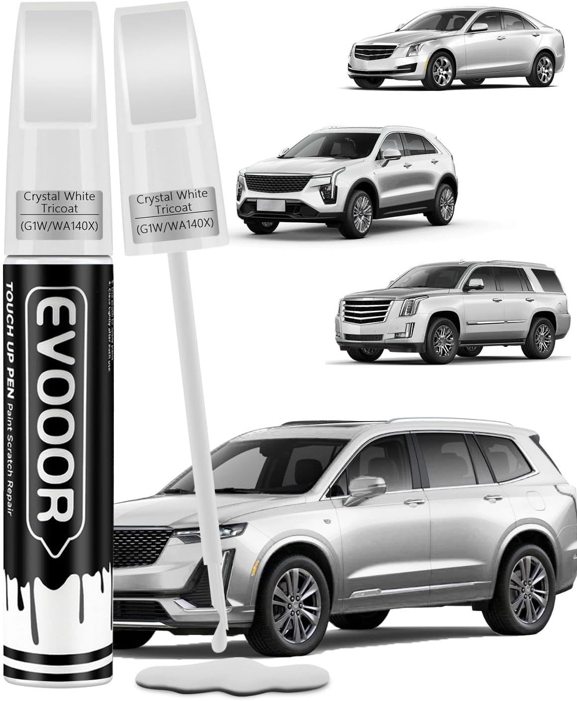 Crystal White Tricoat(G1W/Wa140X) Touch up Paint Compatible with Cadillac Exact