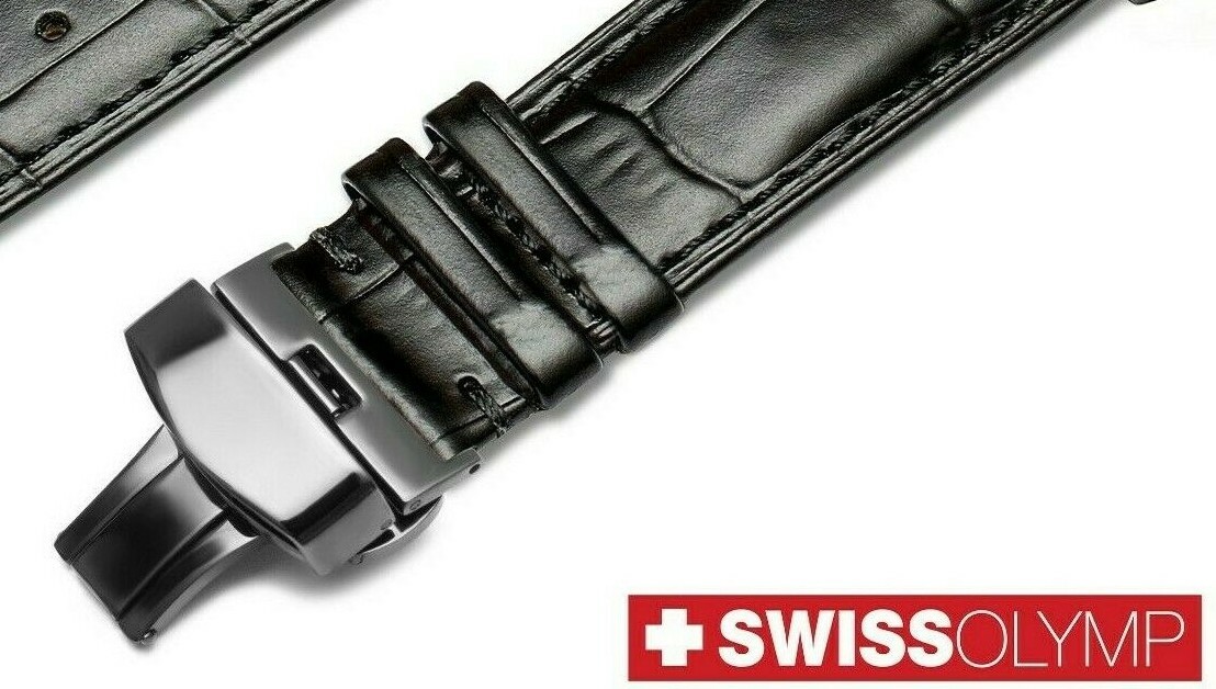 For HAMILTON Watch Deployment Butterfly Clasp Buckle Leather Rubber Strap Band