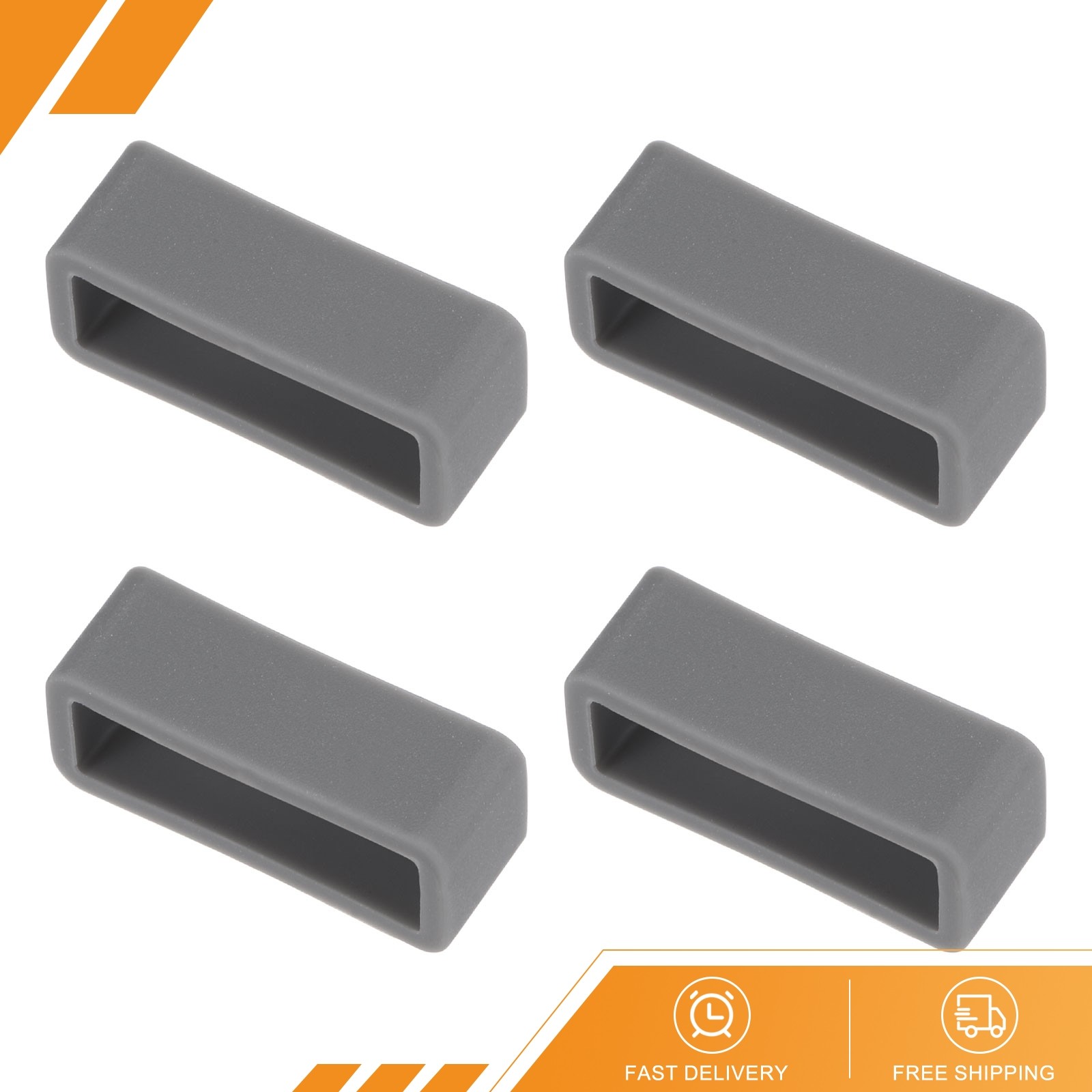 4pack Watch Band Strap Loops Silicone for 20mm Width Watch Band, Deep Gray