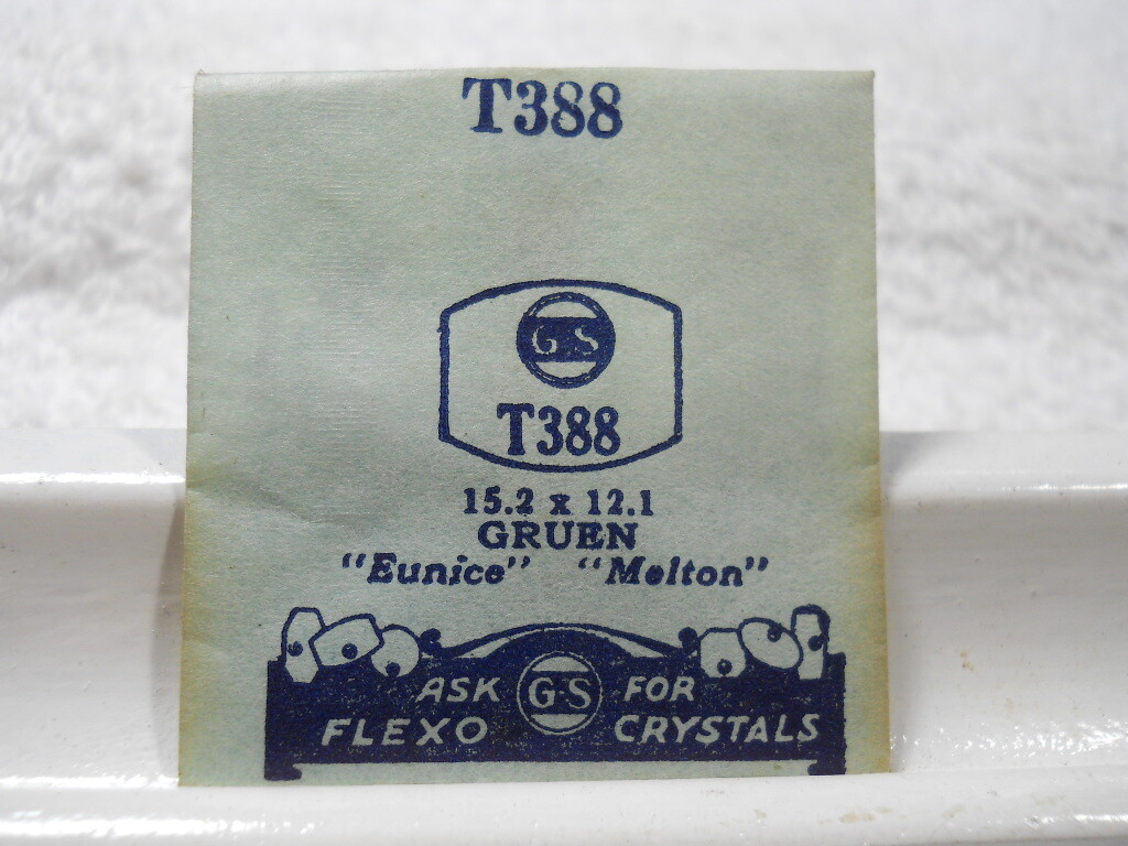 GS T388 PT388 Watch Crystal Fit Gruen Eunice Melton – 15.2 x 12.1 mm Replacement