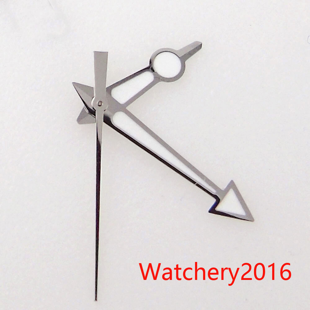 Watches Parts Black Edge White Watch Hands Luminous fit NH35 Movement Mens Watch