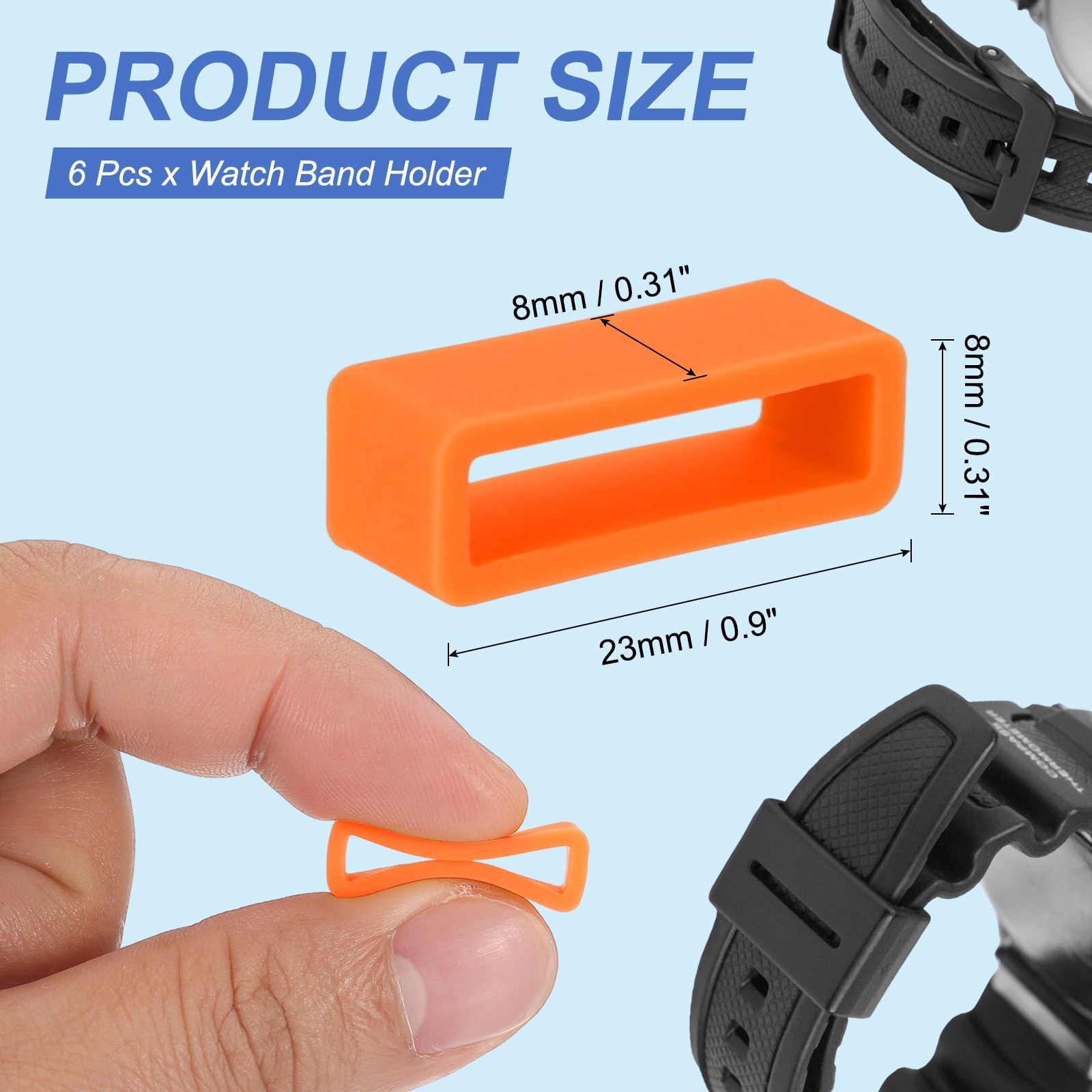 6pcs 20mm Silicone Watch Strap for Orange Replacement
