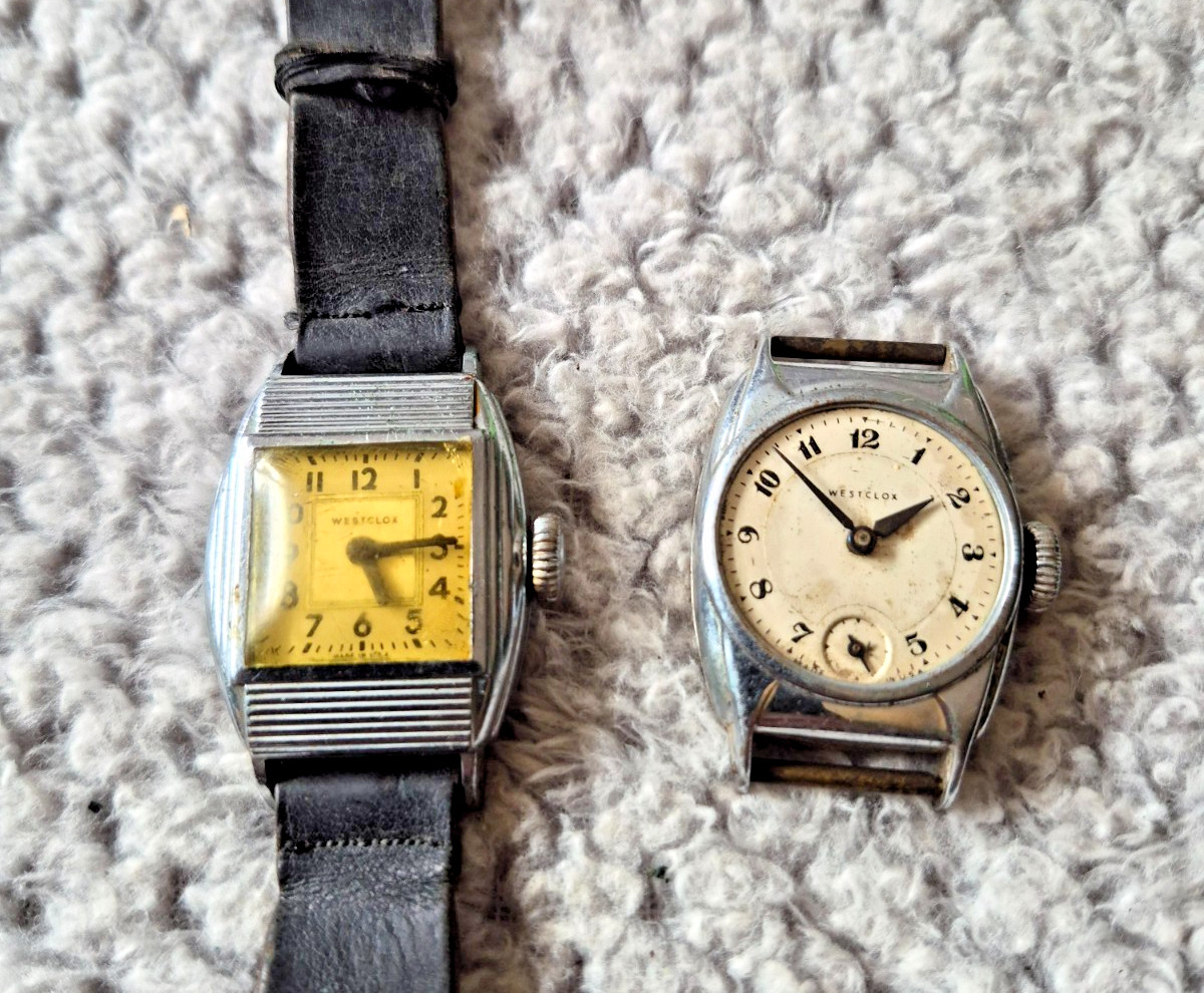 Vintage Westclox Wrist Watch Lot of 2 / 1930’s Art Deco & 1940s White.