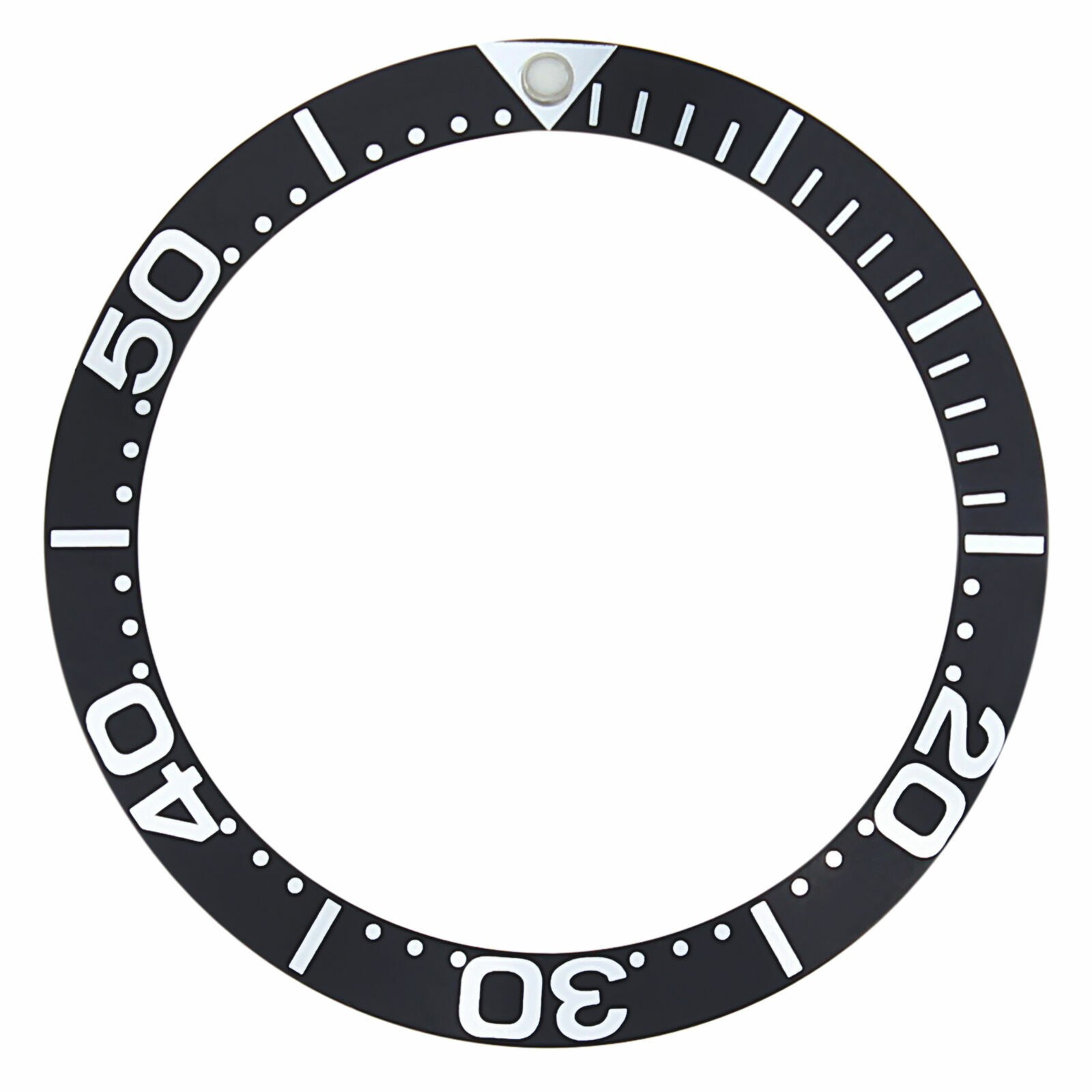 Black Silver Font Replacement Bezel Insert 37.40mm x 30.70mm Diver Watch