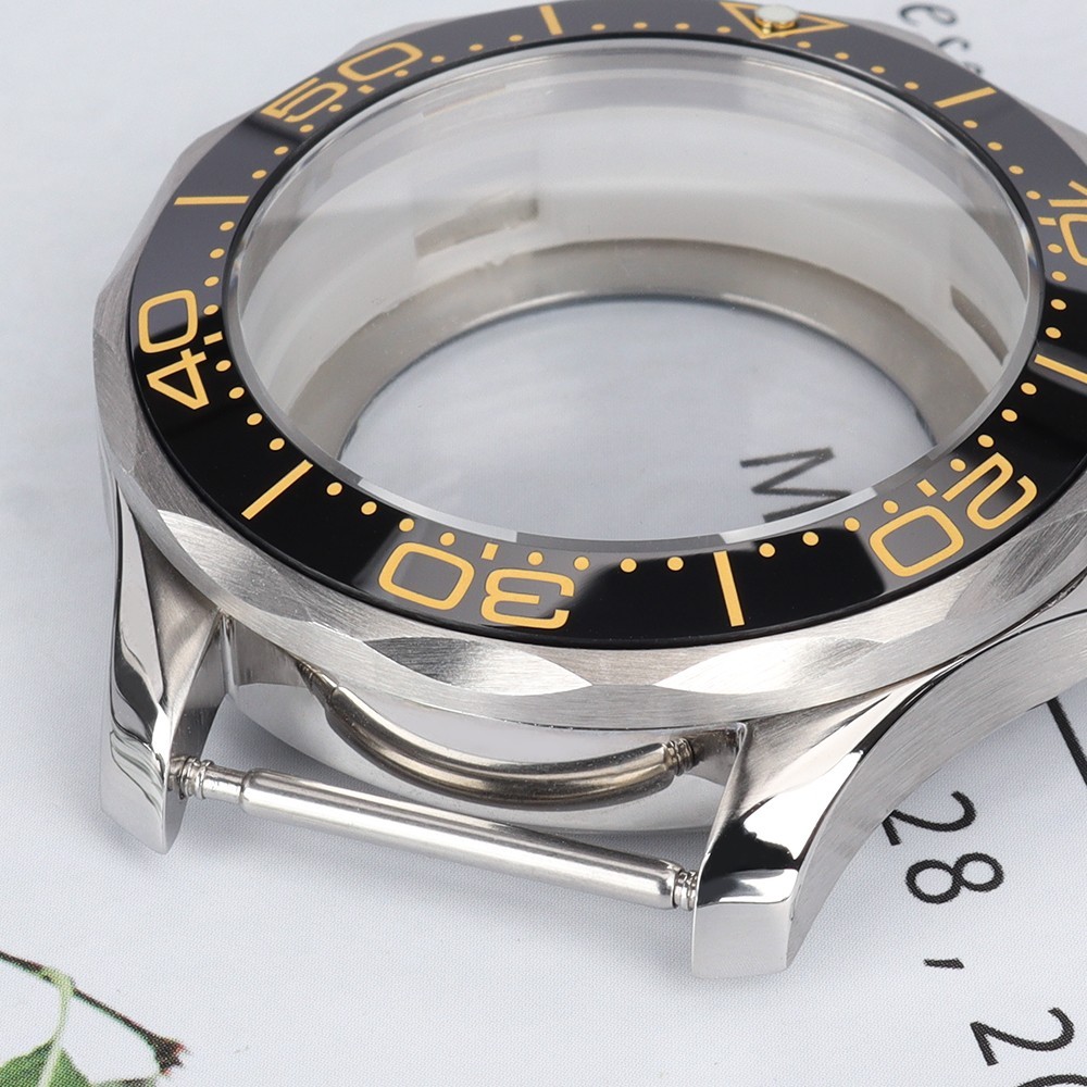 Sapphire 41mm Dive Watch Case Double Crown Ceramic Bezel For Seiko NH35 Movement