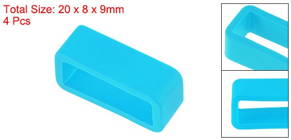 Watch Band Strap Loops Silicone for 16mm Width Watch Band, Lake Blue 4 Pcs