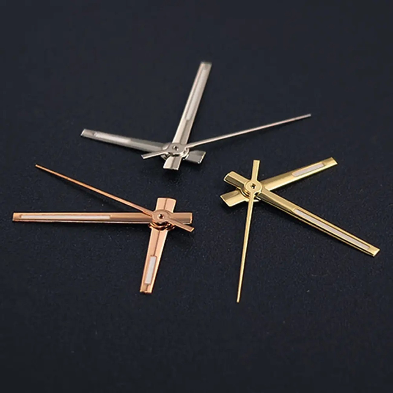 Green Luminous Watch Hands Needles Polished Silver Rose Gold For NH35 NH36 4R 7S