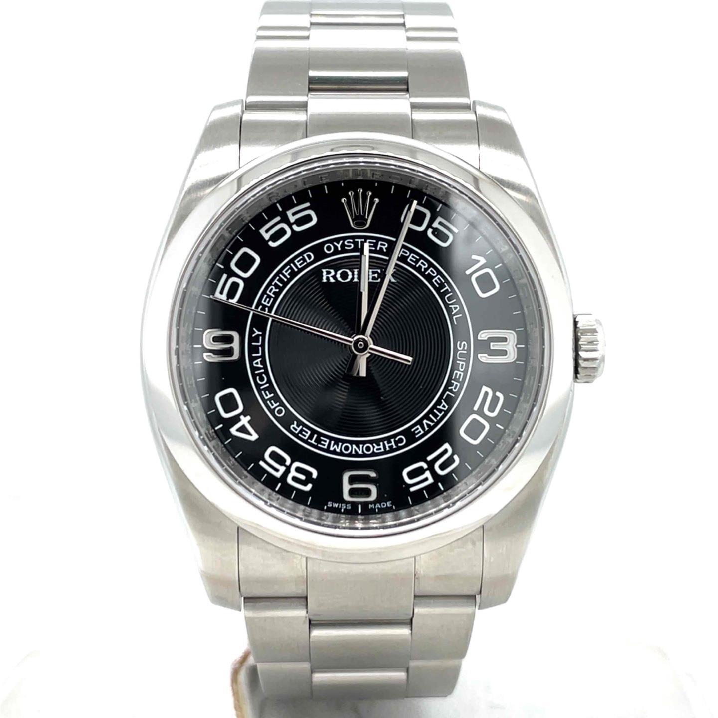 Rolex Oyster Perpetual Automatic 36mm Steel Black Concentric Dial Men’s 116000