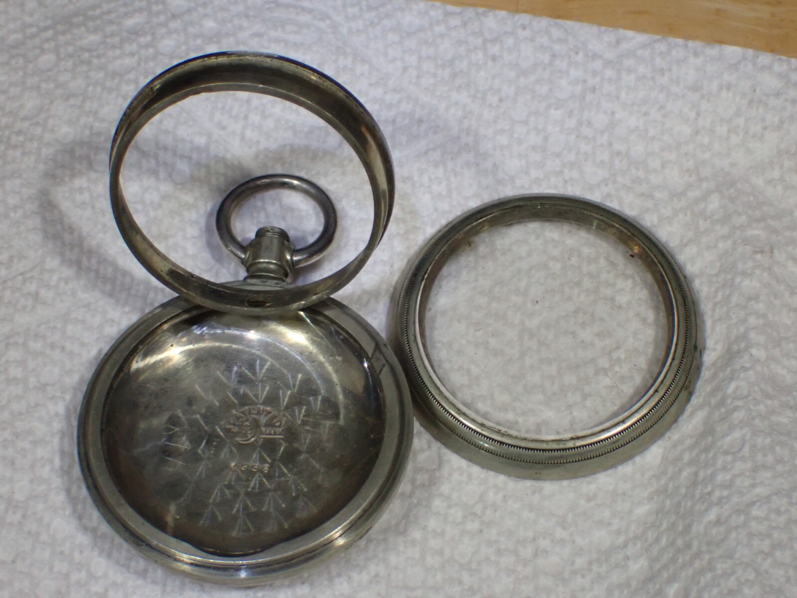 Vintage Crescent Swing Out Pocket Watch Case Silverode good used 18s 4338