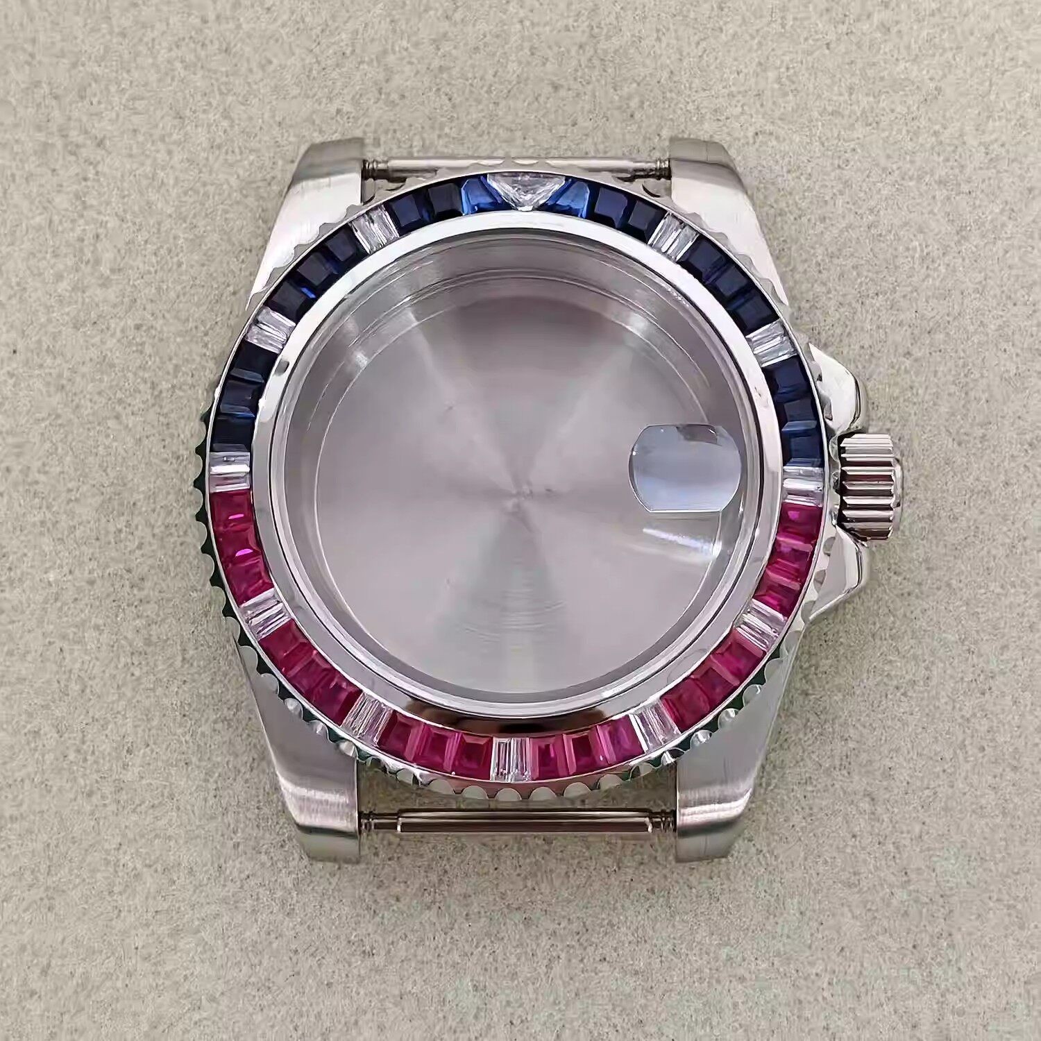 40MM Watch Case for NH35 NH36 Fine Steel Sapphire Glass Diamond Inlaid Cases