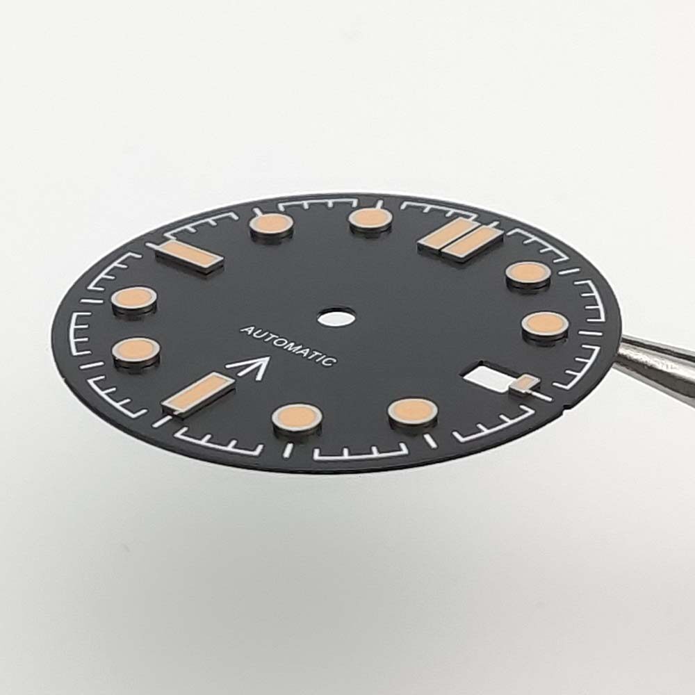 31mm Water Ripples Watch Dial+hands Green Lume For Nh35 Nh36 4r Movement Parts