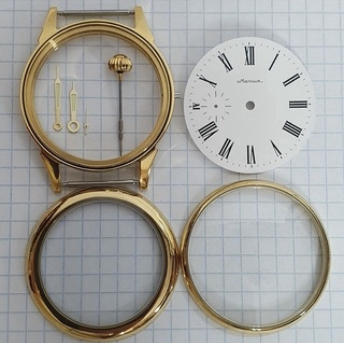 Molnija Marriage Watch Parts Set – Case Dial Hands – No Movement – Aftermarket