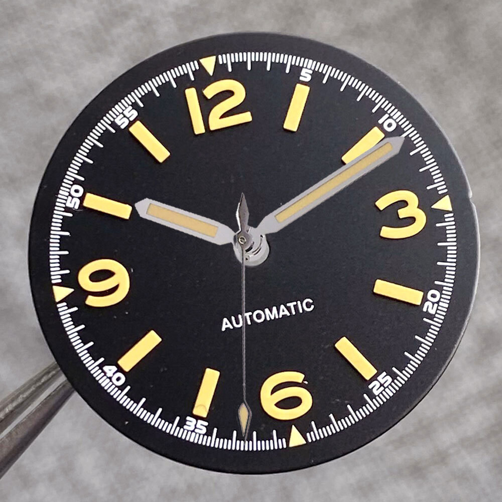 29mm Black Sterile Watch Dial Hands Fit NH35A NH36A ETA2824 PT5000 Auto Luminous