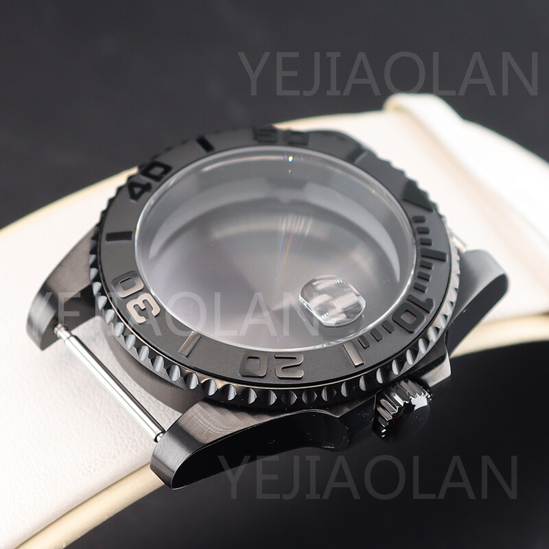 PVD Black 40mm Watch Case Yacht Ceramic Insertion Frame For Seiko Nh35 Movement
