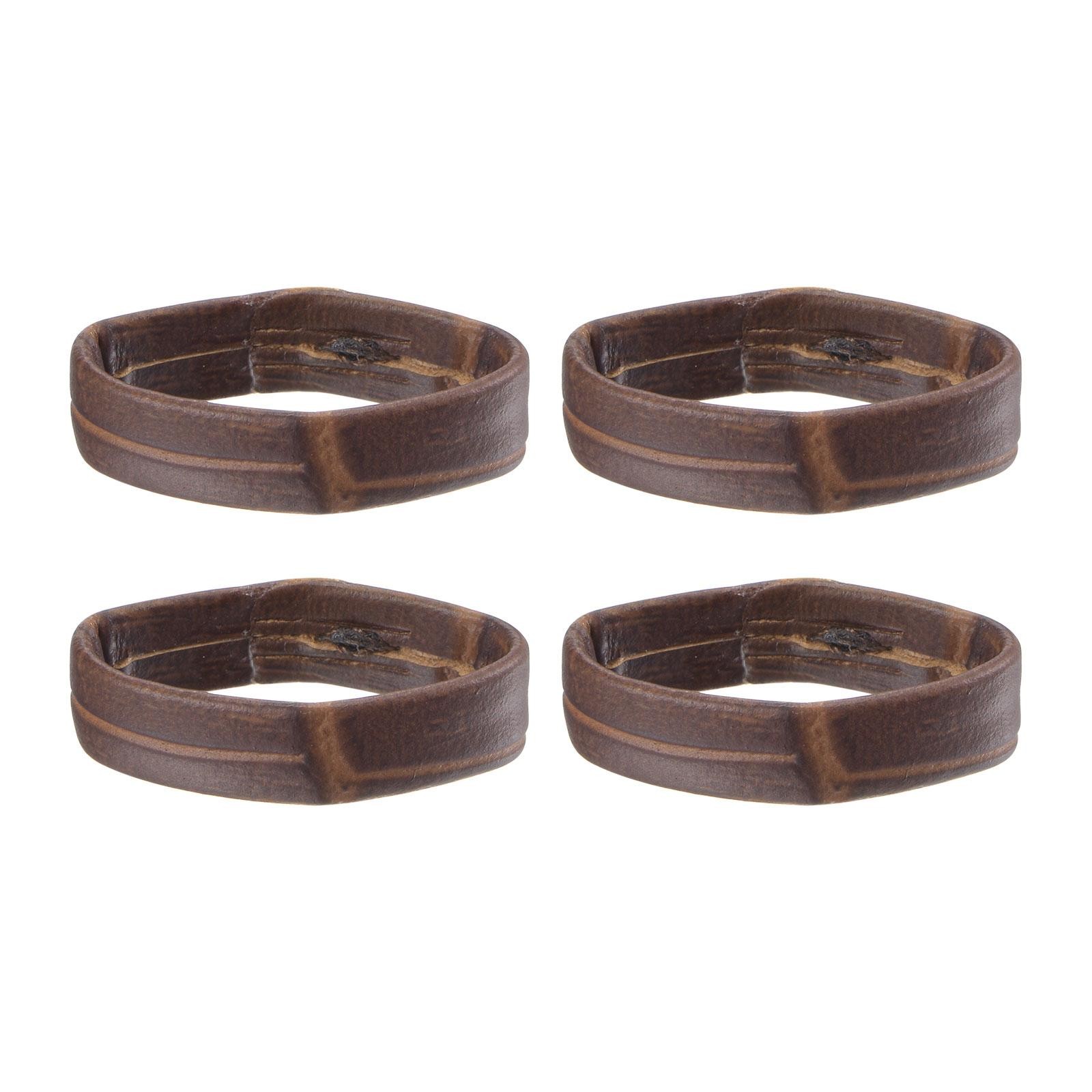 4Pcs PU Leather Loops Retaining Ring for 20mm Width Watch Band Dark Brown