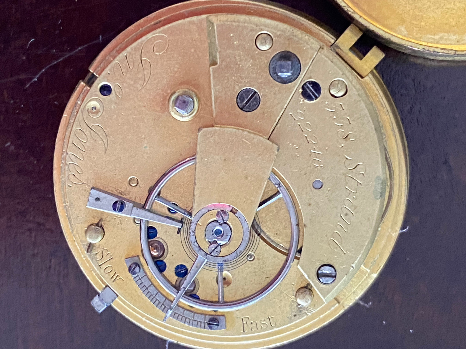 VINTAGE 34.1MM JN JONES LONDON FUSEE POCKE T WATCH MOVEMENT, NOT RUNNING