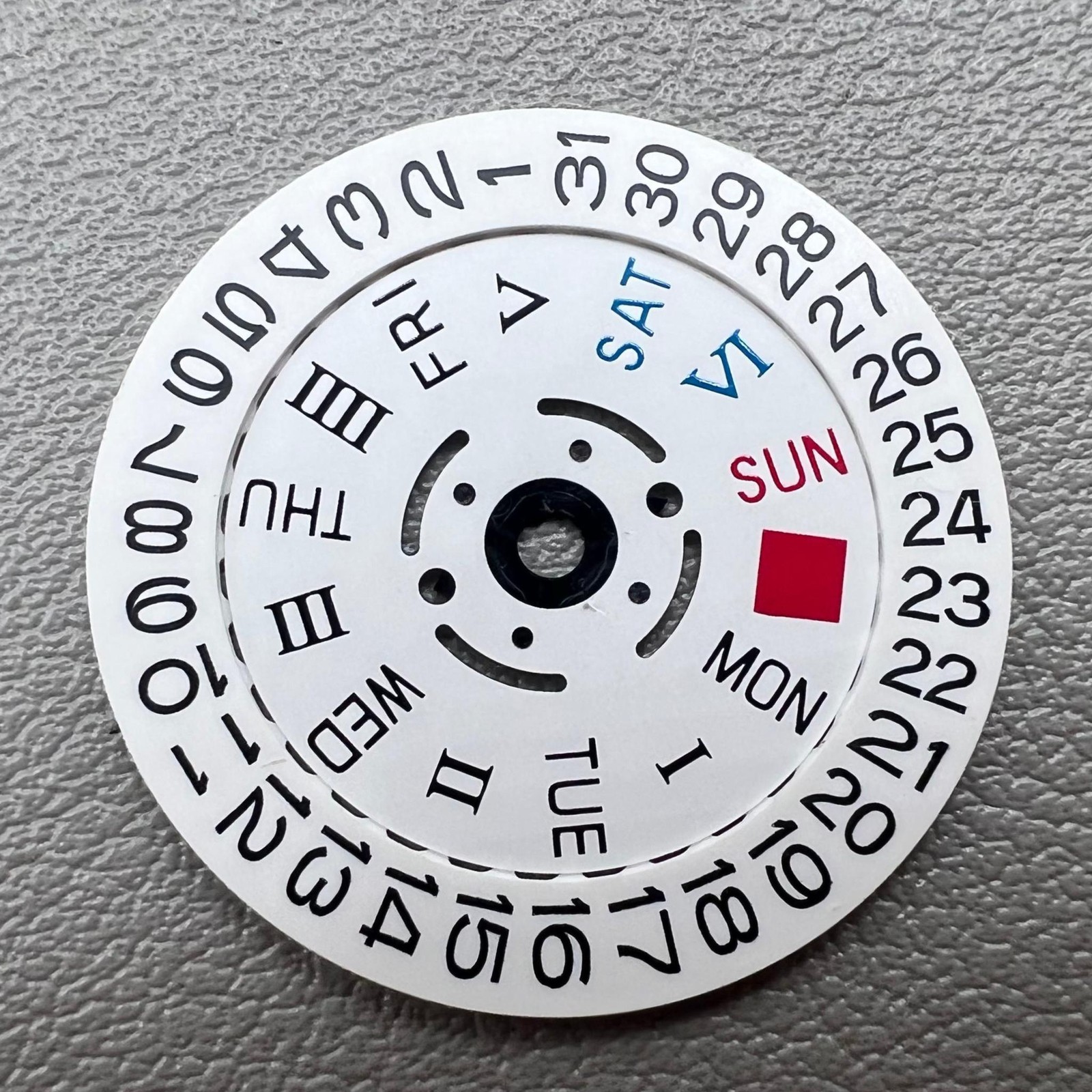 White Date Disk Week Wheel Roman /English Font for NH36 Movement Crown@3.0