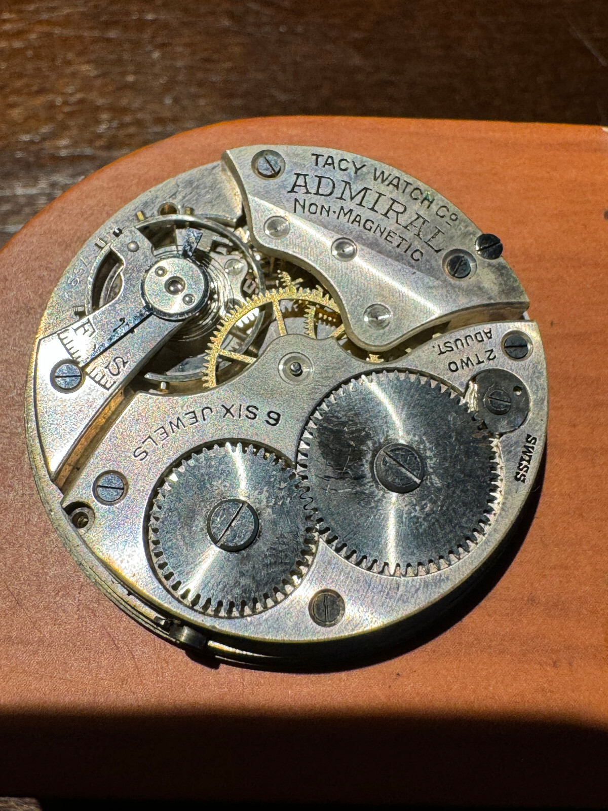 VINTAGE 12 SIZE ADMIRAL TACY WATCH CO. POCKET WATCH MOVEMENT KEEPING TIME