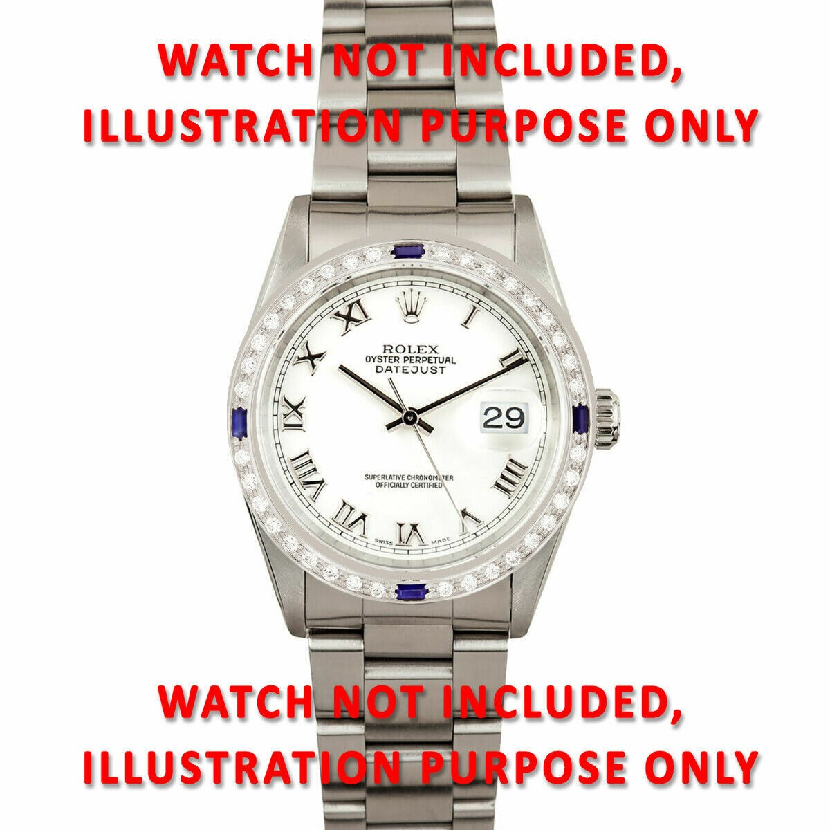 1CT NATURAL DIAMOND BEZEL BEAD SET 18KW FOR ROLEX DATEJUST WITH 4 SAPPHIRES
