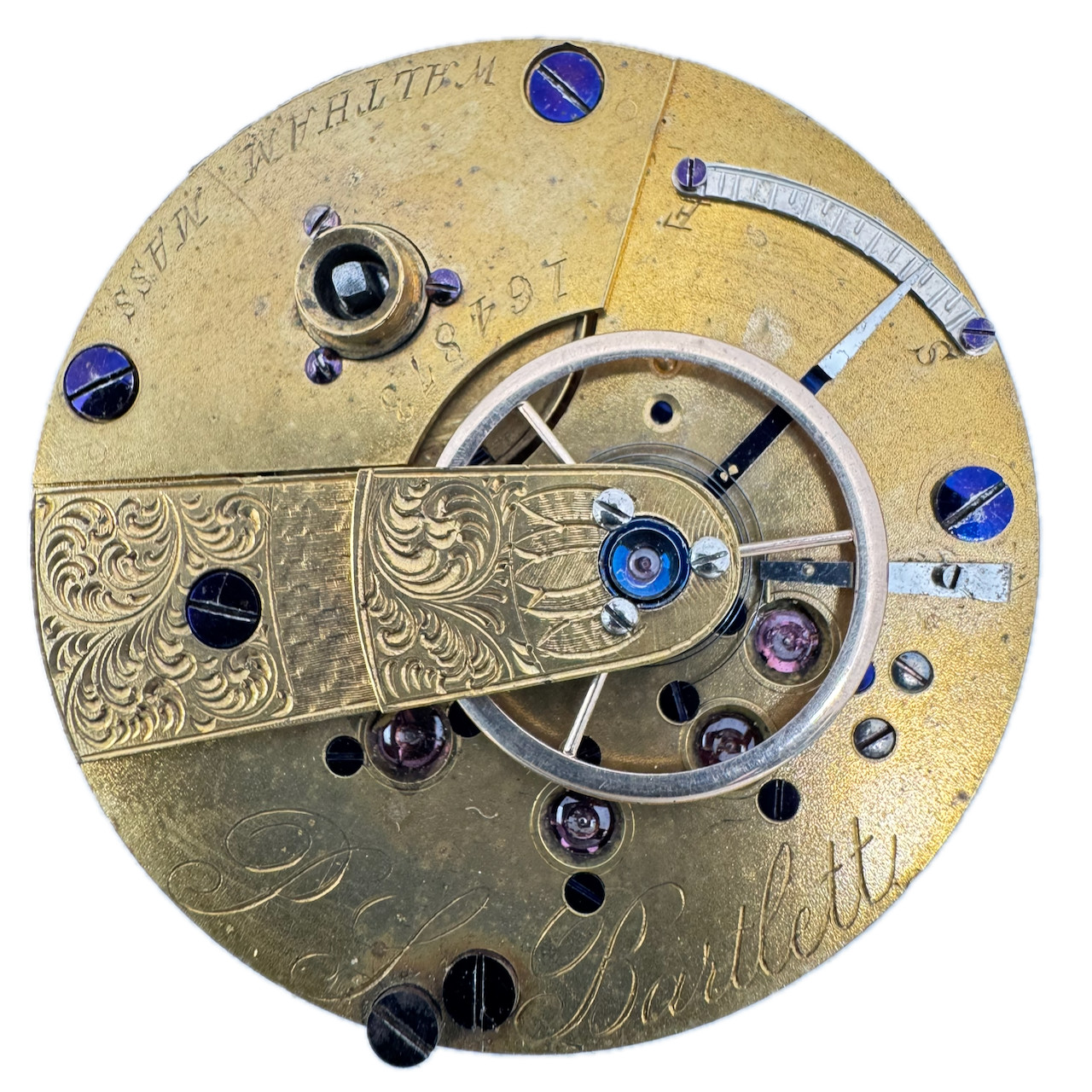 Antique 18s 1865 Waltham Civil War Key Wind Pocket Watch Movement P.S. Bartlett