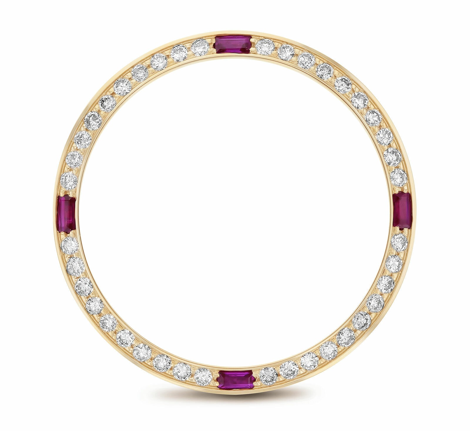 GOLD 1CT BEAD SET NATURAL DIAMOND BEZEL FOR ROLEX 31MM DATEJUST WITH 4 RUBIES