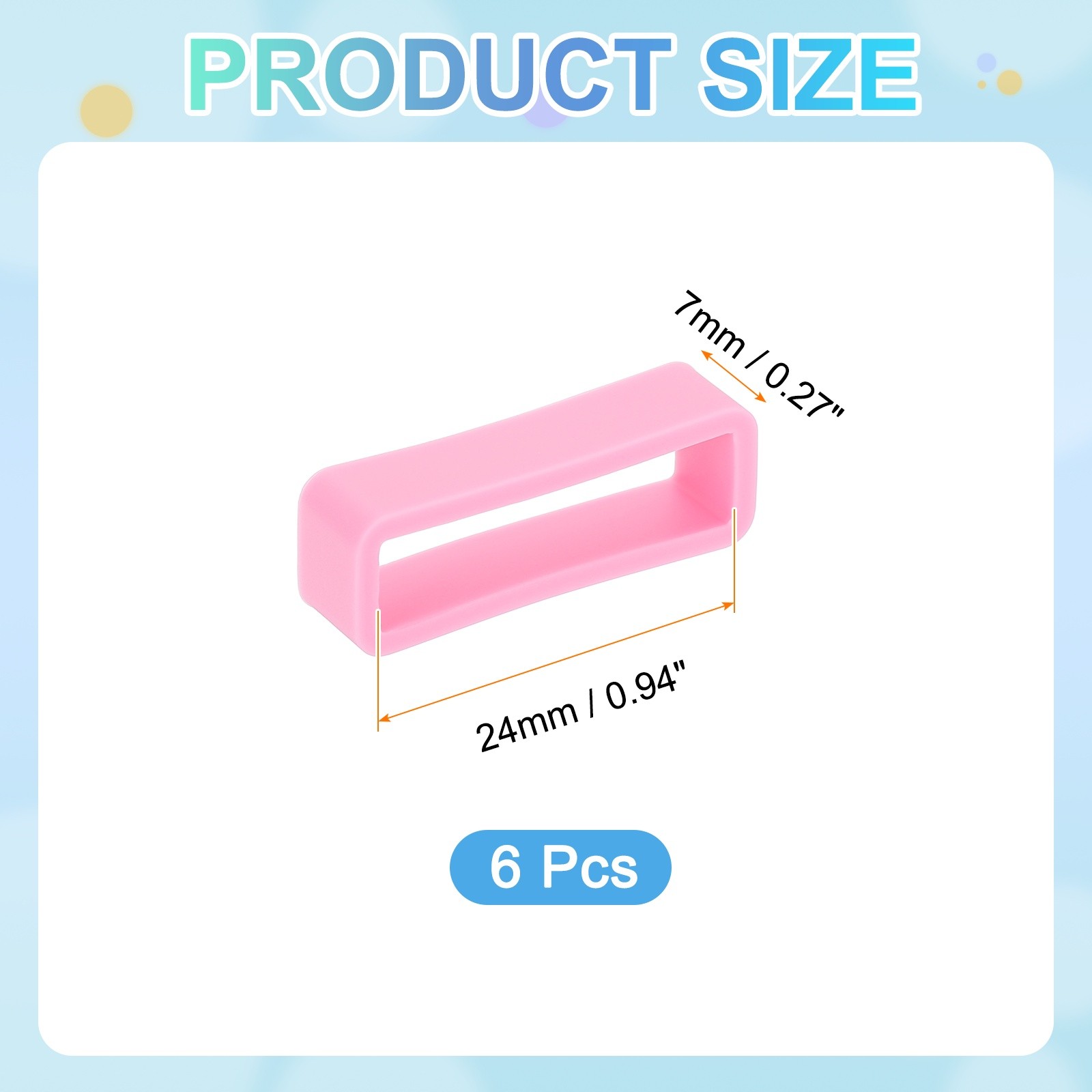6pcs Watch Band Loop 24mm Silicone Watch Strap Retainer Loop, Dark Pink