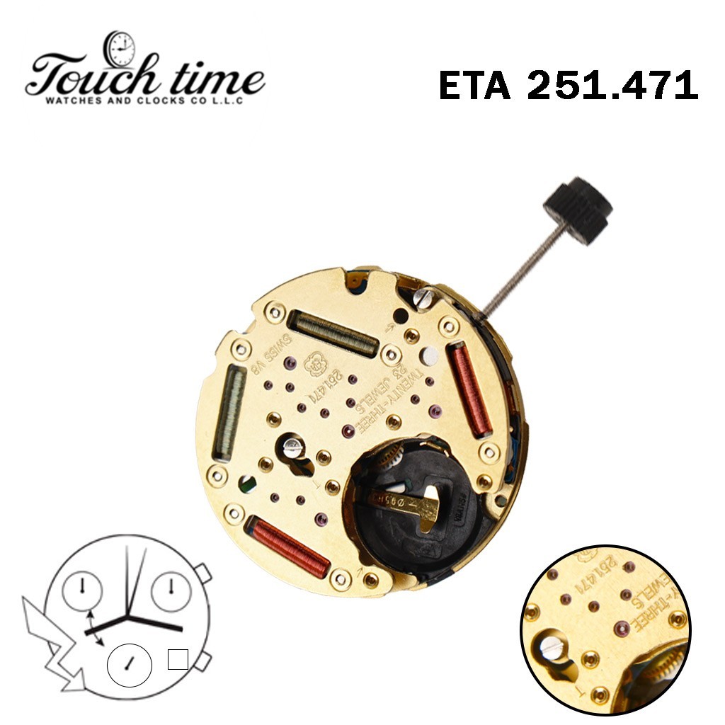 ETA 251.471 Swiss Movement-Chronograph-Blue Disk At 4-3 Couner-Height:6.88mm