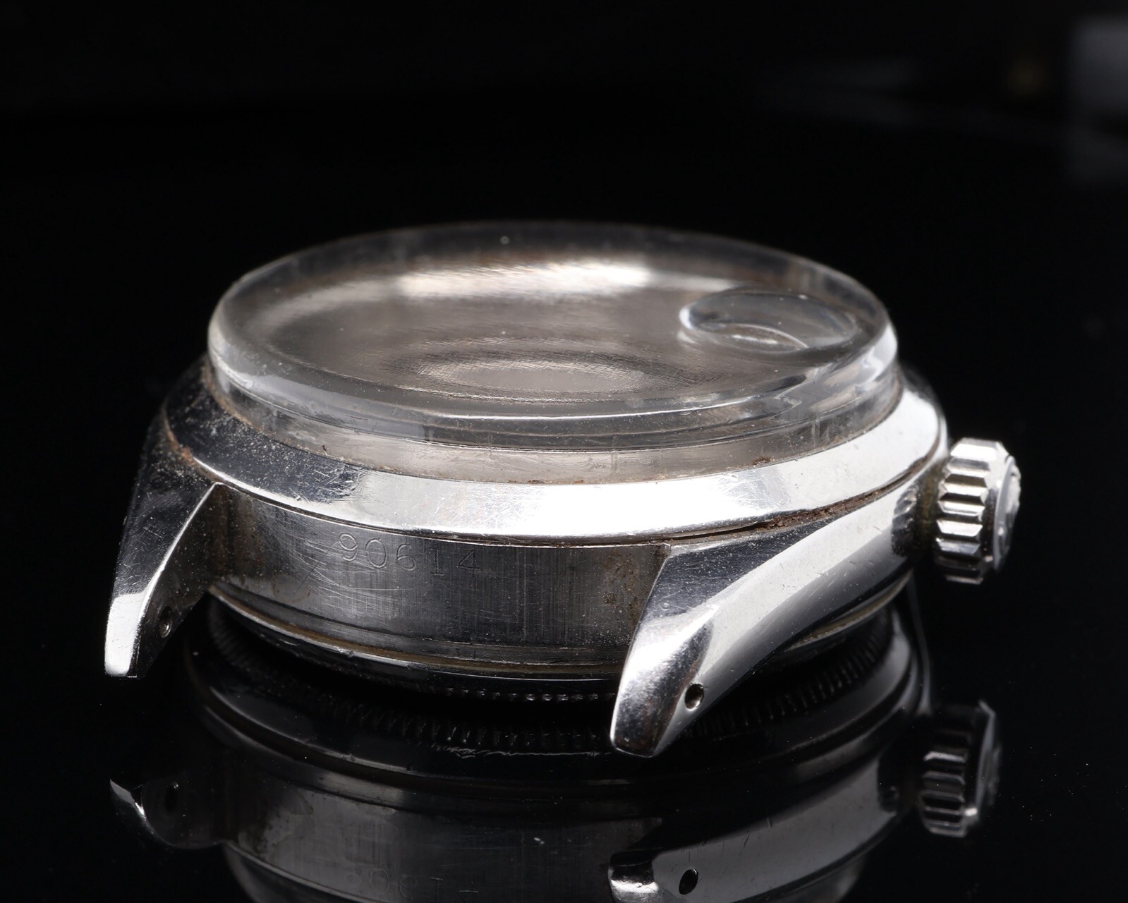 Vintage 1956 Rolex Oyster Ref 6530 Steel Watch Case, Crown Stem & Back