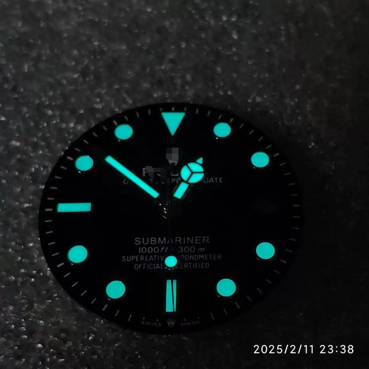 28.5mm luminous watch dial suitable for Rolex Submariner NH35 movement Black
