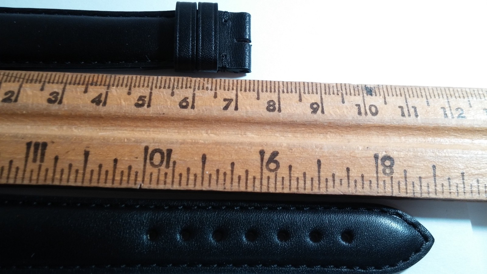 Longines BAND Black leather, black stitch 18/16mm, 75/115mm lengths, LONG