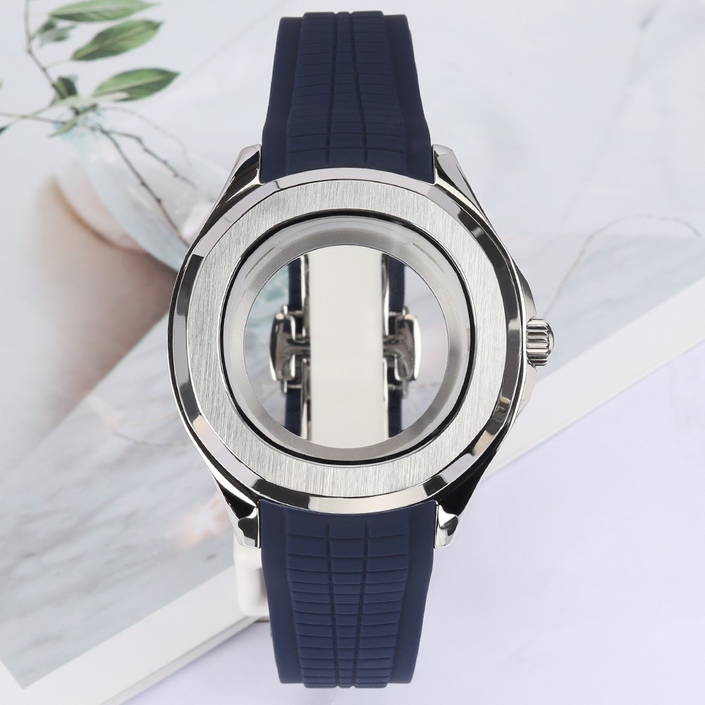 FEIYASHI NH35 Watch Case Classic Silver 45mm+Soft Strap For Seiko NH35 Movement