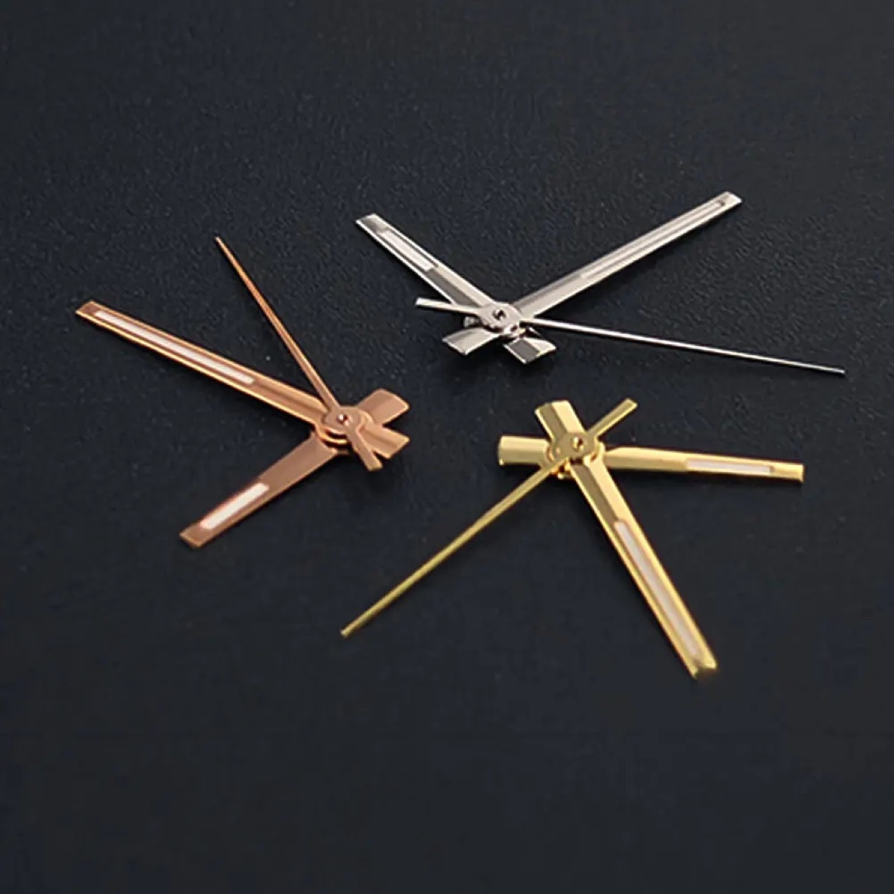 Green Luminous Watch Hands Needles Polished Silver Rose Gold For NH35 NH36 4R 7S