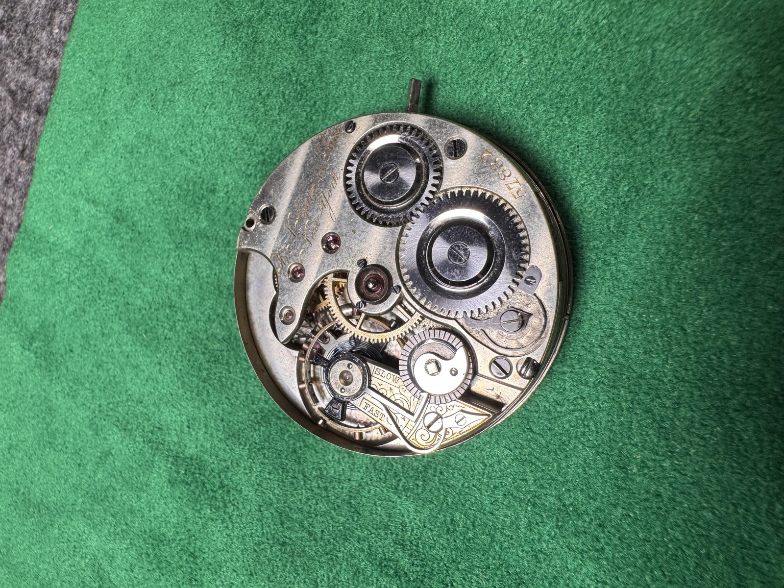 Vintage H N Squire & Sons Pocket Watch Movement 43.30mm Agassiz Parts New York