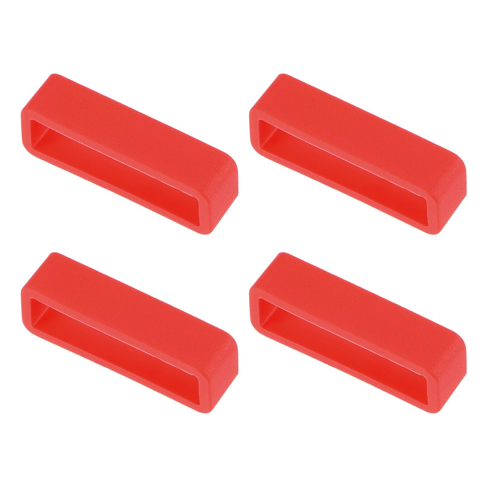 Watch Band Strap Loops Silicone for 26mm Width Watch Band Red 4Pcs