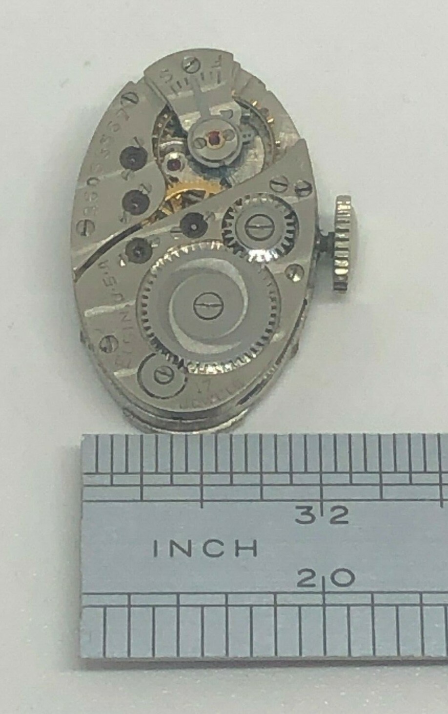 Elgin Movement 17 Jewels White Dial Gold Markers Gold Hands Original Steel Crown