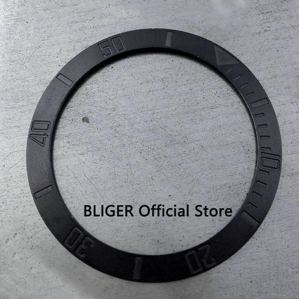 BLIGER Slope 38mm Brushed Black Ceramic Bezel insert fit GMT Automatic watch
