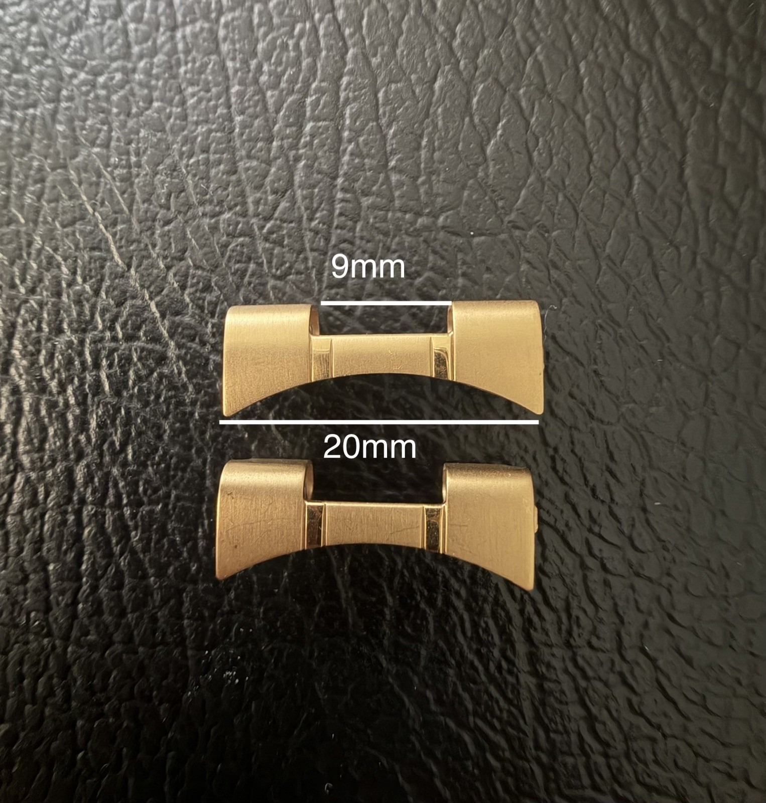 20mm Curved Gold Tone Stainless Steel Watch End Links 9.0mm Inner Width Pair
