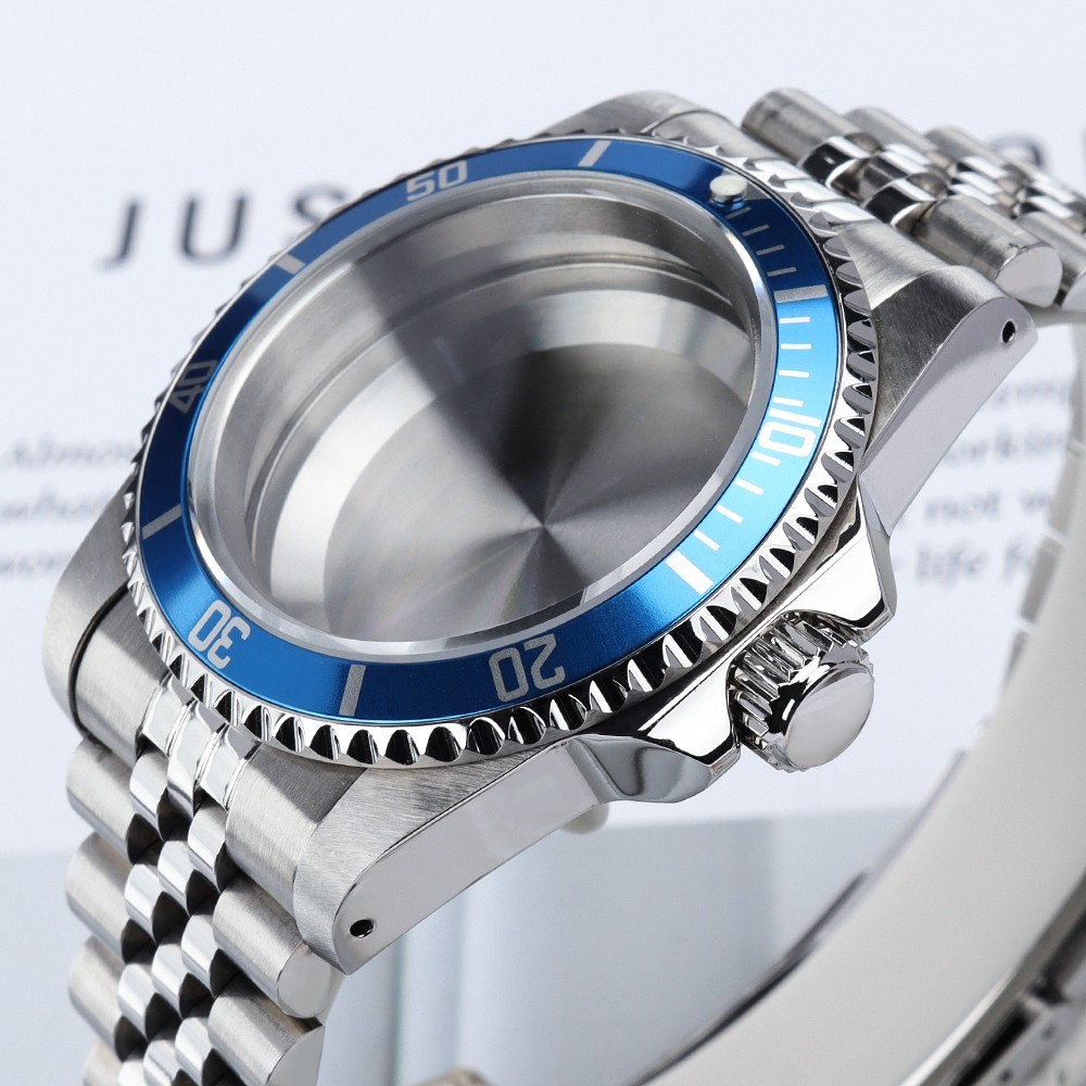 39mm Diver Watch Case Jubilee Bracelet SUB Sapphire Steel For Seiko NH35 34 NH36