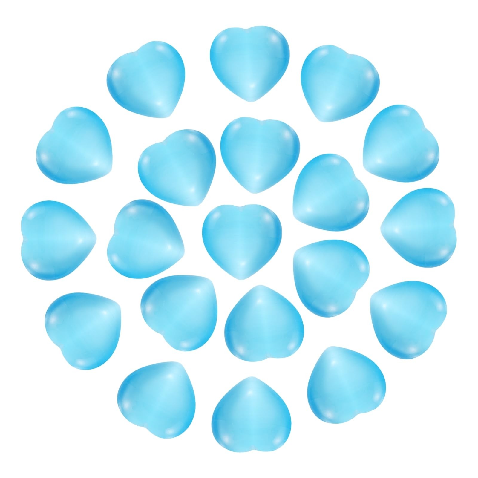 PATIKIL 20Pcs Natural Heart Shaped Crystal Stone, 0.6 1.2 Inch, Blue Cats Eye
