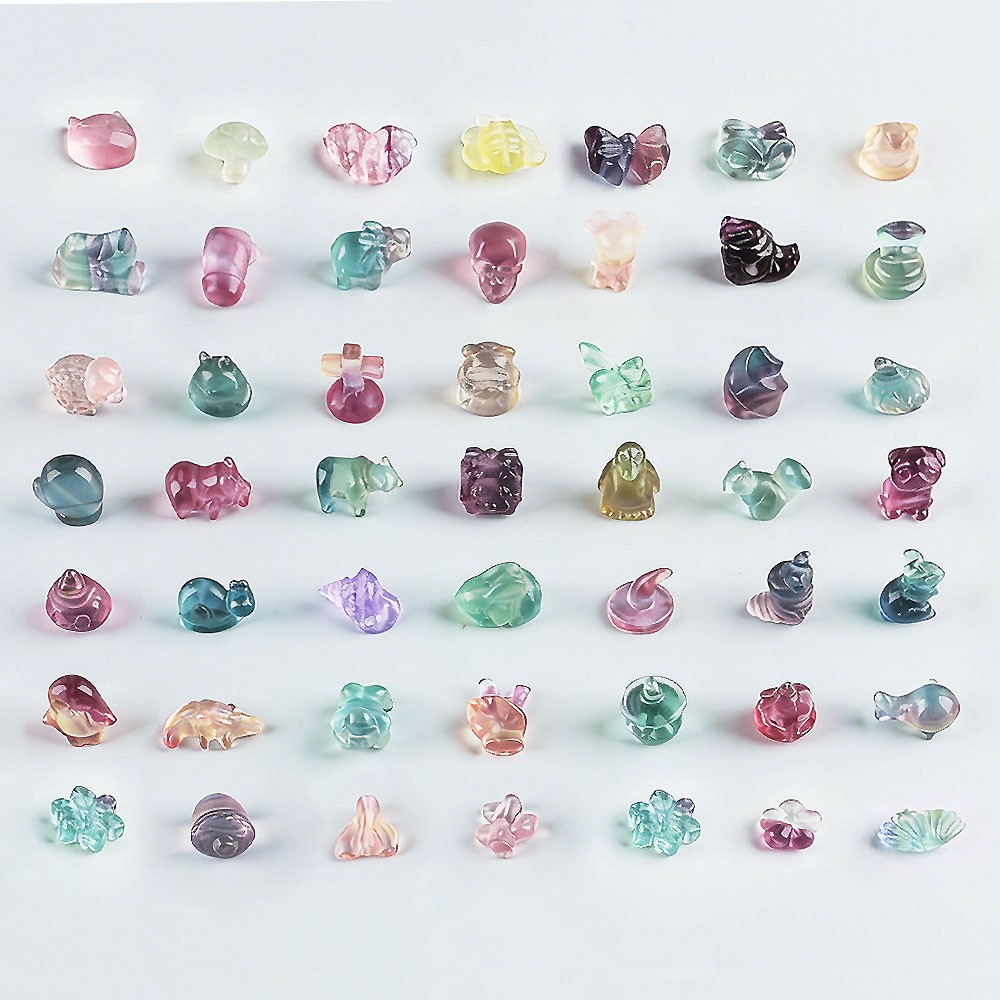 5-20pcs Mini Natural Fluorite Quartz Crystal Random Hand Carved Healing Reiki