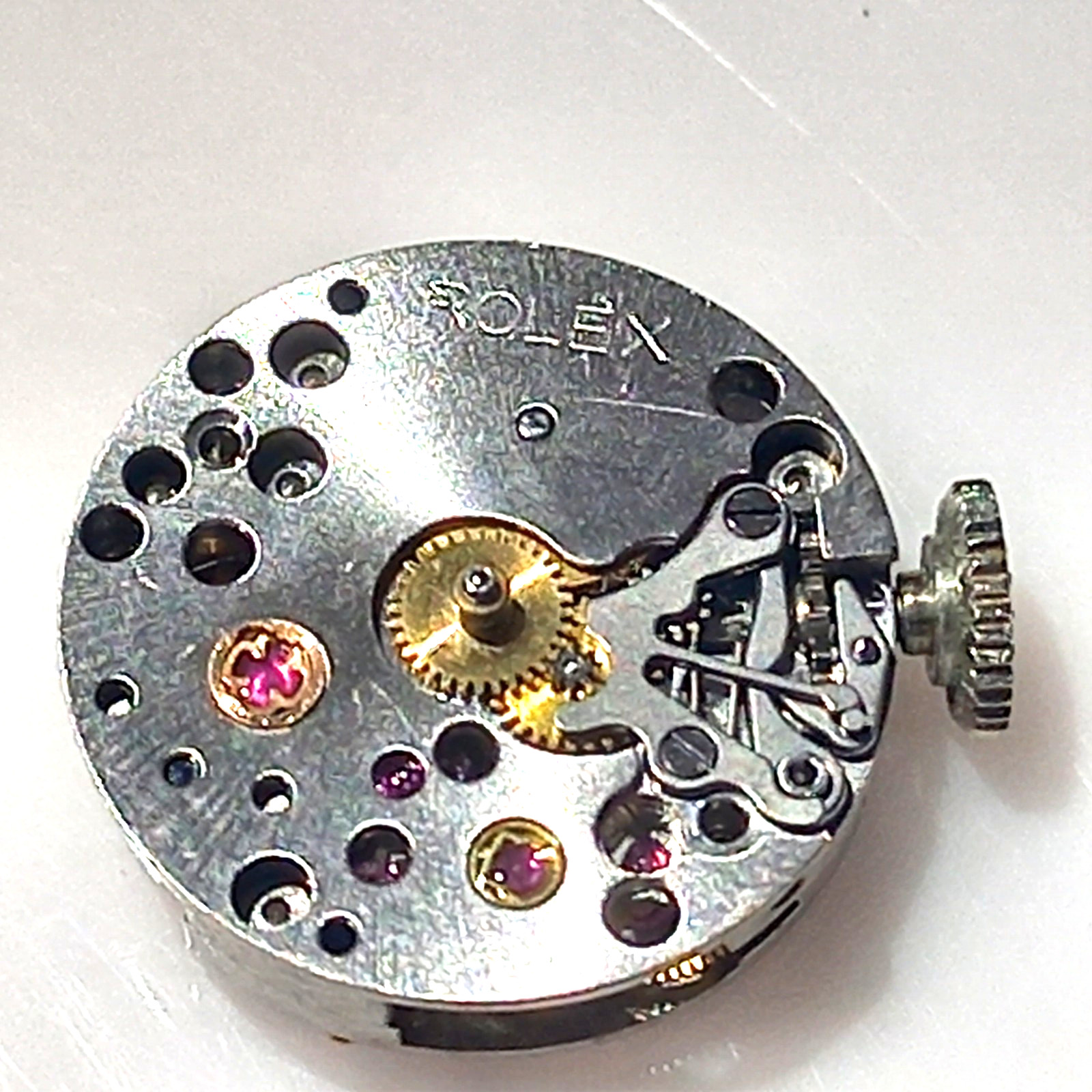 ROLEX PRECISION MANUAL CAL 1400 LADIES MVT WITH GOLD CROWN – 4 PARTS REPAIR