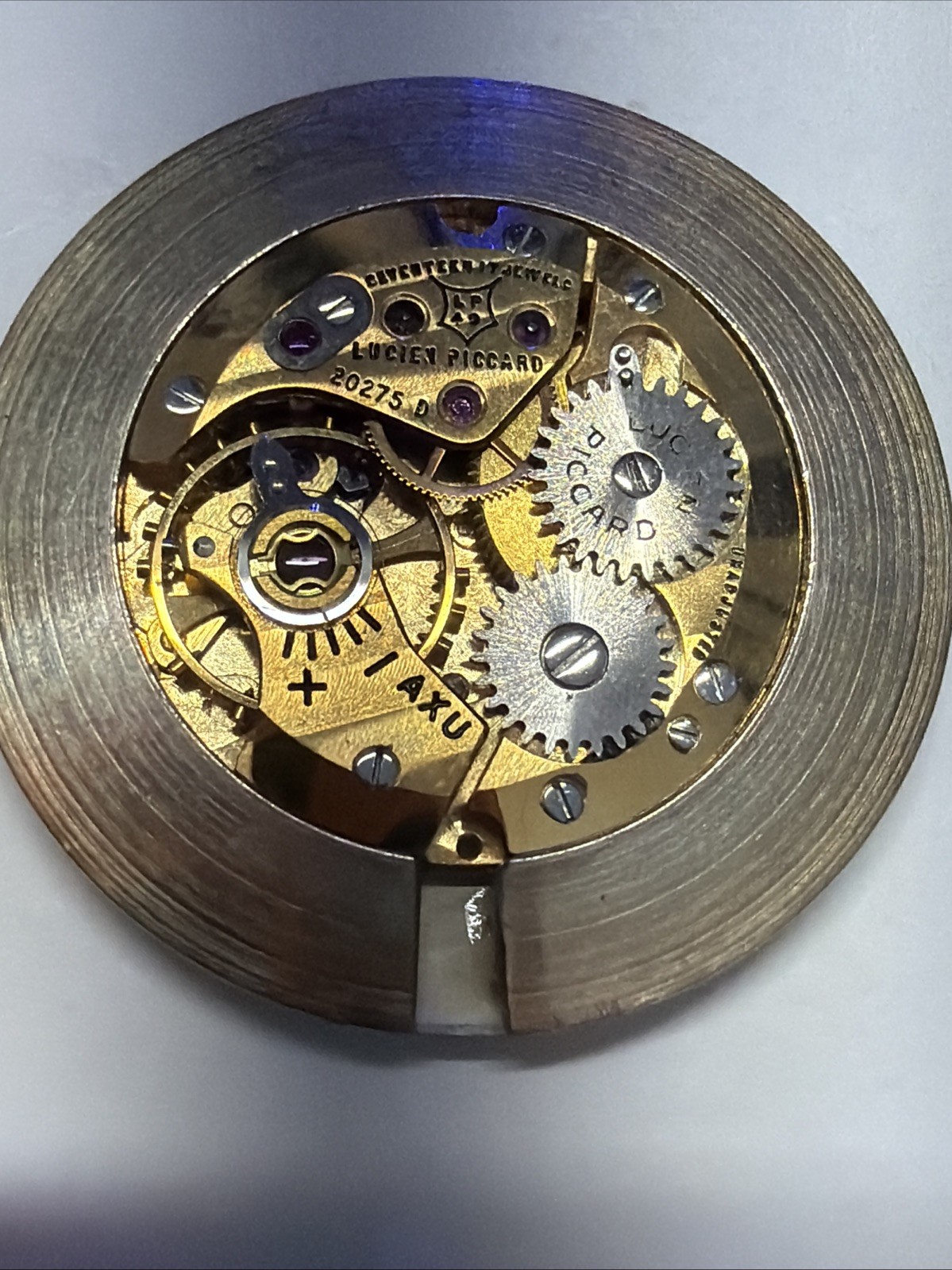 Lucien Picard Watch Movement Swiss 17 Jewel AXU 24mm Gold Dial Ticking