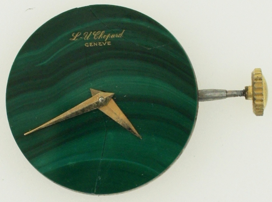 LU Chopard & CIE Geneve Felsa 4130 Watch Movement w/ Malachite Dial Hands Crown