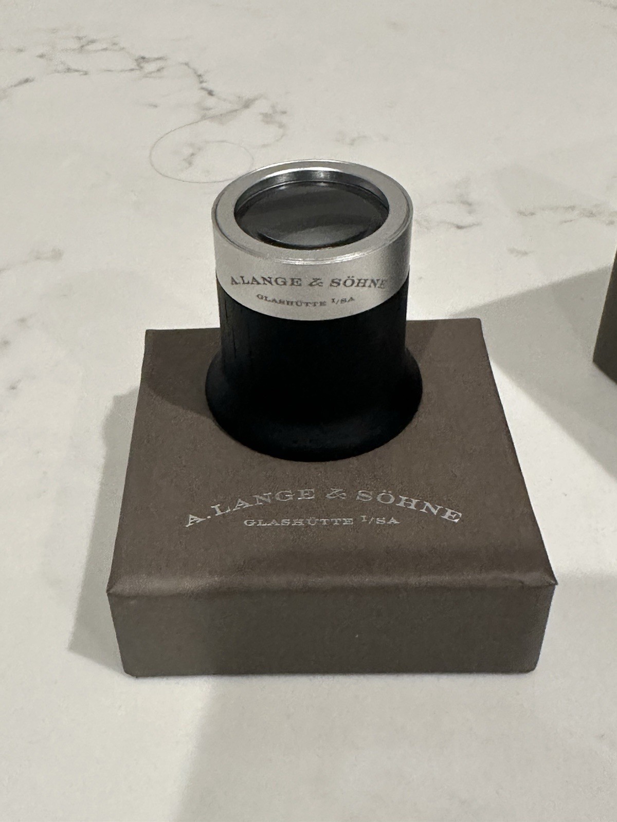A Lange & Sohne Black Wood Watchmaker Jewelers Magnifying Eye Glass Watch Loupe