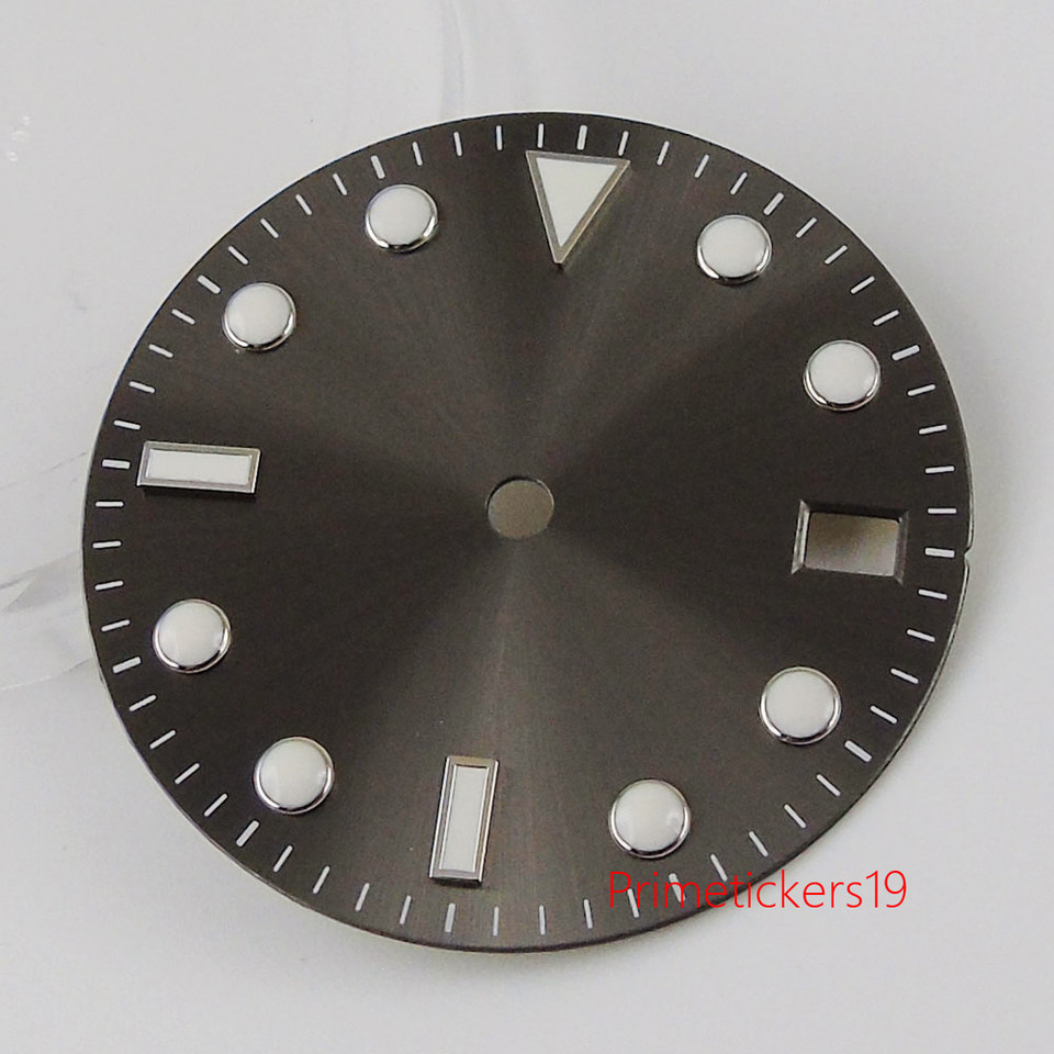 28.5mm Sunburst Watch Dial Face Date Fit NH35/NH35A Automatic Movement Blue Lume