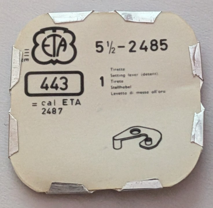 NOS NEW ETA Cal 2485 Watch Part 443 Setting Lever