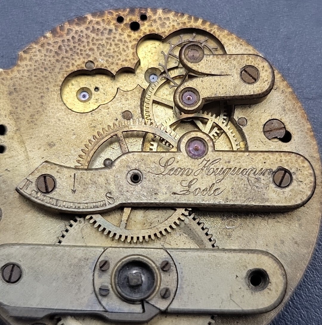 Antique Leon Huguenin Pocket Watch Movement 36.5mm For Repairs