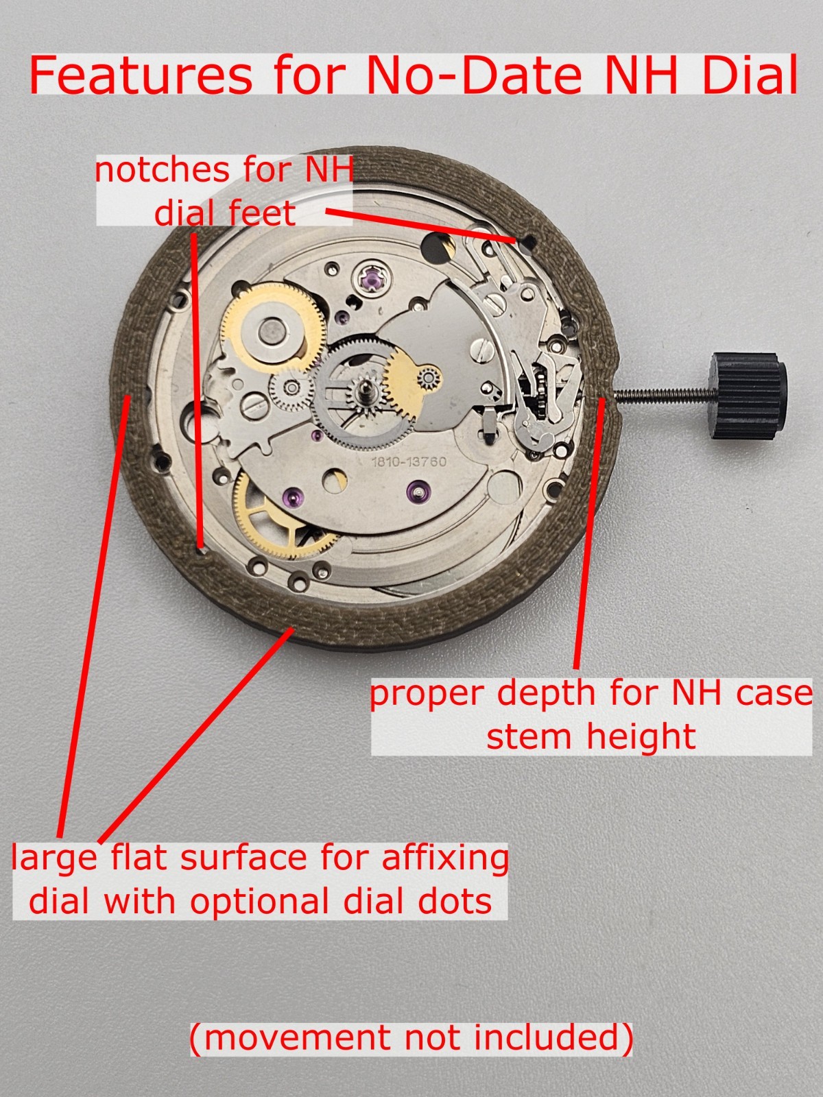 ETA 2824 to NH35 case adapter kit (for ETA or No-Date Seiko dial)