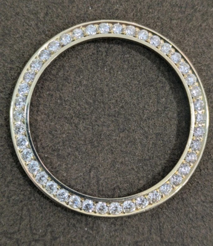 LAB GROWN GOLD PLATED Bezel For Rolex 36mm 2.30 Cts LAB GROWN DIAMONDS